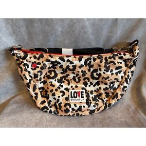 Brighton Spotted Love Swing Bag Leopard Print Nylon Crossbody Red Accent NWT